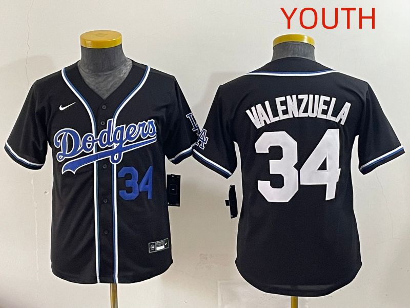 Youth 2025 Los Angeles Dodgers #34 Valenzuela Black Three generations Fashion Nike MLB Jersey style 5->youth mlb jersey->Youth Jersey